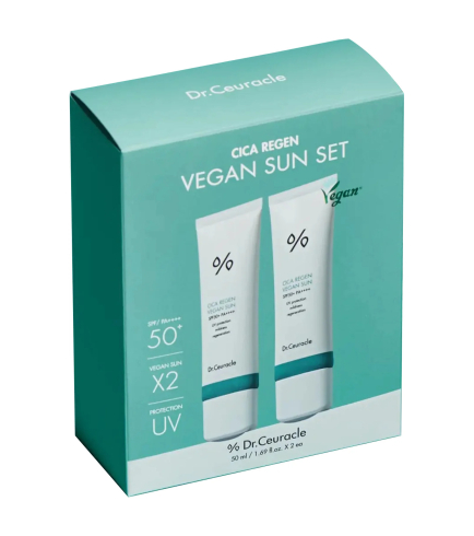 Dr. Ceuracle Cica Regen Vegan Sun Set Набір сонцезахисних кремів для обличчя з центелою, 2×50 мл