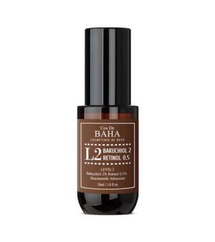 Cos De Baha Retinol 0.5% + Bakuchiol 2% Serum (L2) сироватка з ретинолом і бакучіолом для оновлення шкіри, 30 мл